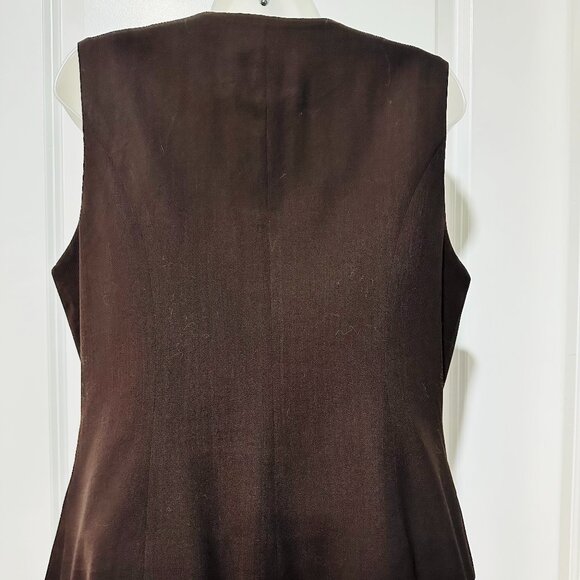 Ann Taylor Chocolate Brown Button Front Lined Vest, Size 10 - Picture 12 of 12